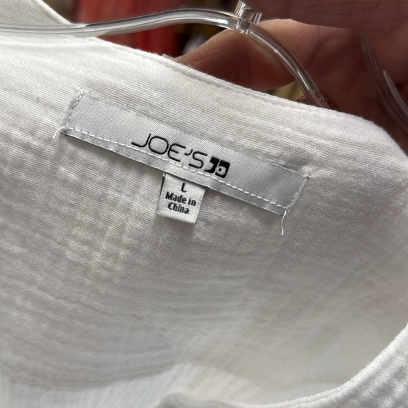 Joe's White Gauze Maxi Dress Smocked Waist Cap Sleeve Pockets Size Large - Picture 3 of 11